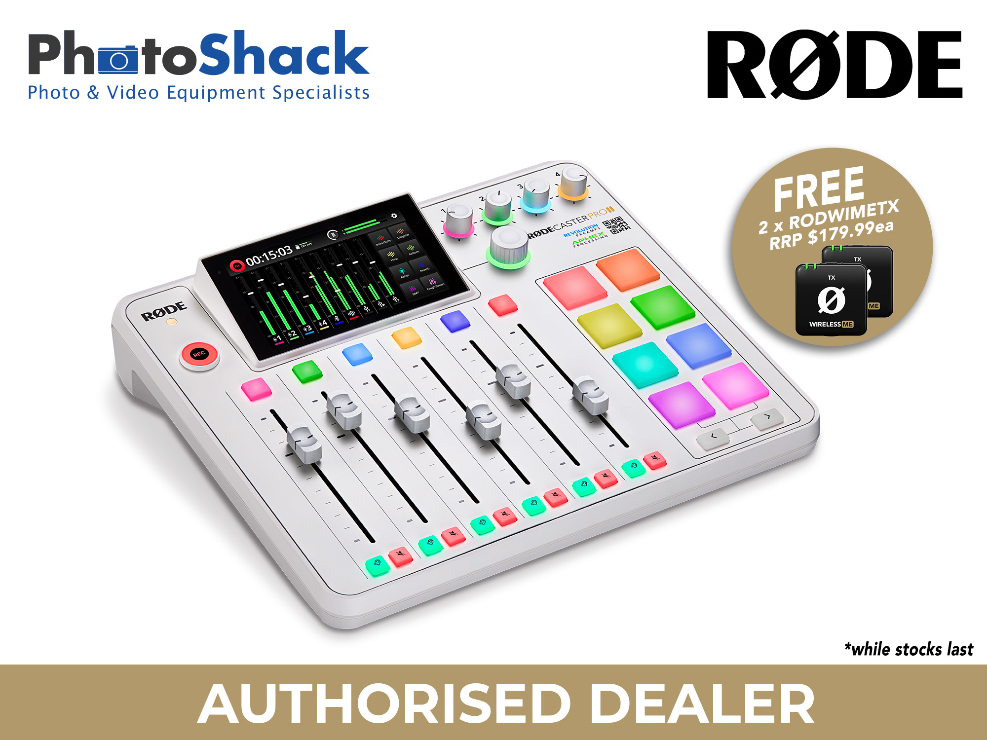 RODE Caster Pro II Integrated Audio Production Studio - White - FREE RODWIMETX (2)