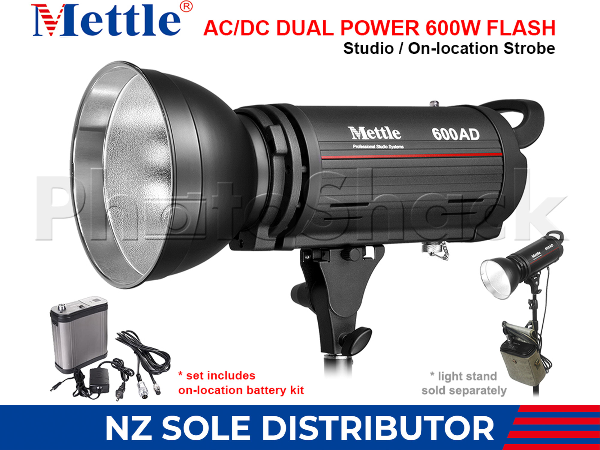 Studio Flash - 600W - AC/DC Dual Power - Mettle 600AD