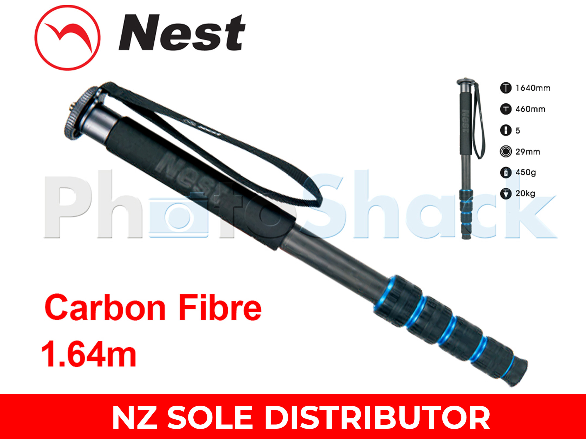 Monopod 1.64m Carbon Fibre - NEST