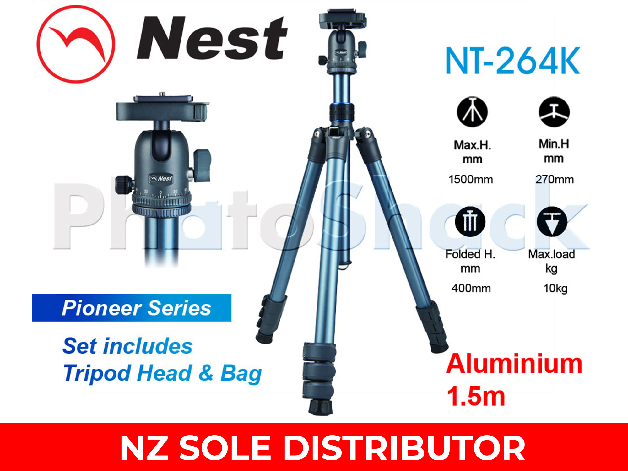 Nest 1.5m Aluminium Pioneer Tripod 4 section