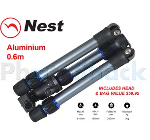 Nest 0.6m Aluminium Mini Tripod 2 section