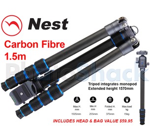 Nest 1.5m Carbon Fibre Tripod 5 section