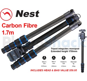 Nest 1.7m Carbon Fibre Tripod 5 section