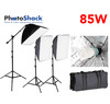 Continuous Lighting Set with 3 85W Lights + Softboxes + Boom Stand & Bulbs 