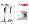 Continuous Lighting Set with 2 150W Lights + Softboxes + 2m light stands